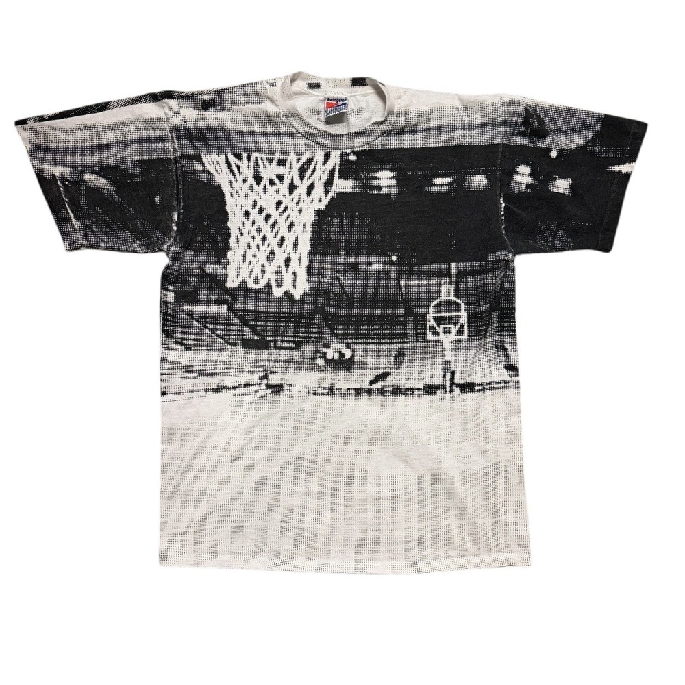 Vintage 90s Swingster Single Stitch‎ AOP Basketball Arena T-Shirt USA Large RARE